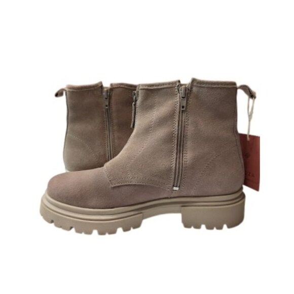 Cruza Made In Portugal Suede Leather Chunky Lug Platform Zip Up Boots Size 8 NWT - Picture 1 of 7
